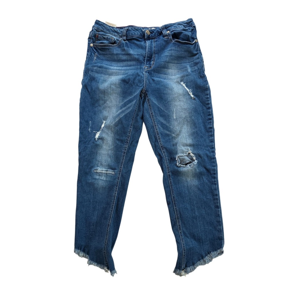 Seven7 Womens High Rise Ankle Skinny Jeans Blue Distressed Frayed Hem Size 12